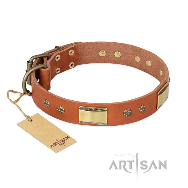 Unique full grain natural leather collar for your dog