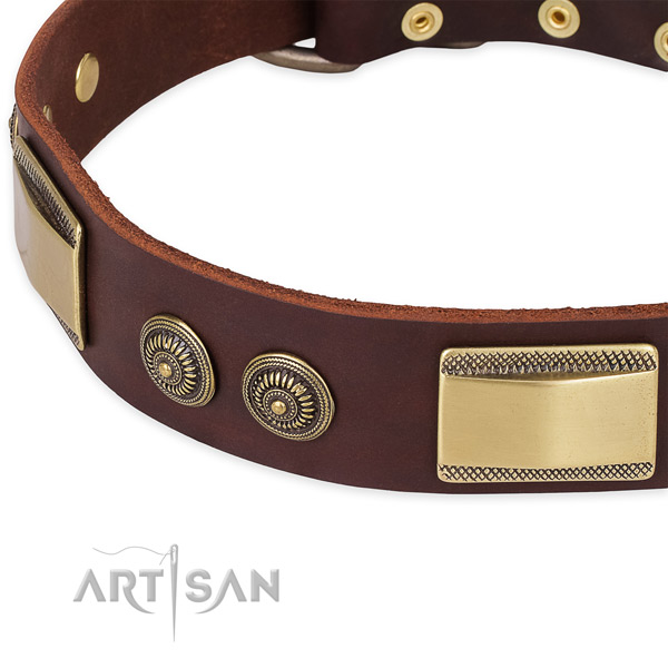 Handmade genuine leather collar for your lovely pet