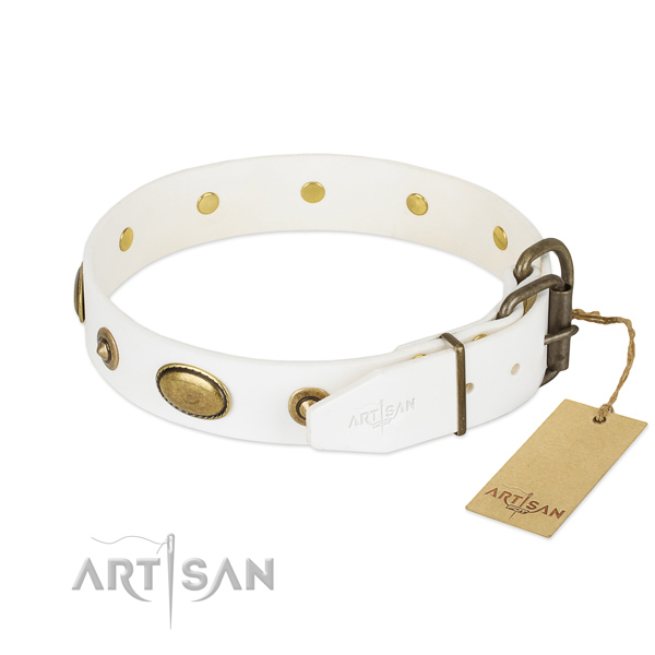 Reliable hardware on full grain genuine leather dog collar for your pet