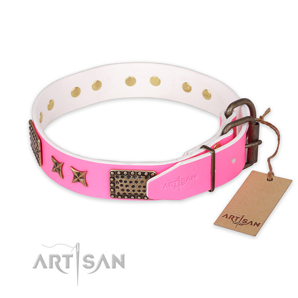 Durable fittings on full grain genuine leather collar for your attractive dog