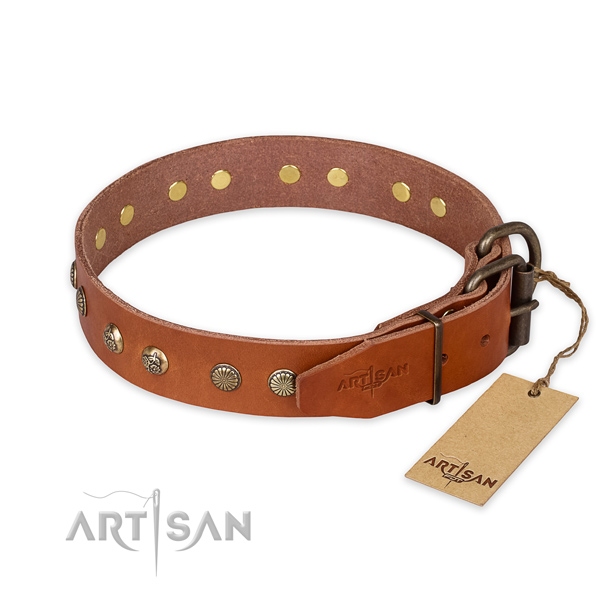 Durable hardware on leather collar for your handsome doggie