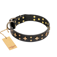 "A La Mode" FDT Artisan Handcrafted Black Leather Labrador Collar "A La Mode" FDT Artisan Handcrafted Black Leather Labrador Collar