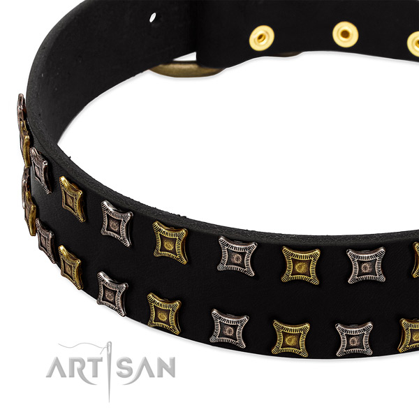 Best quality full grain genuine leather dog collar for your attractive four-legged friend