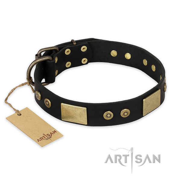 Handmade genuine leather dog collar for fancy walking
