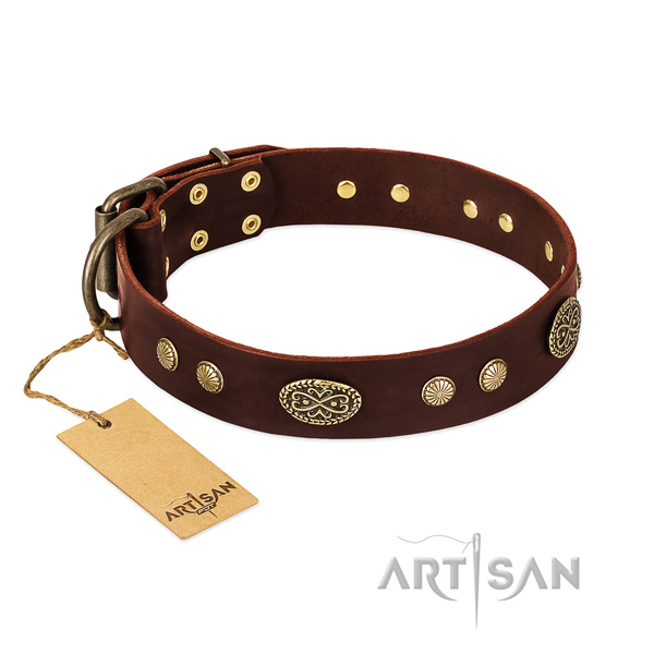 Durable buckle on Genuine leather dog collar for your canine