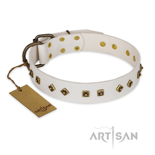 Easy wearing full grain leather dog collar with corrosion proof buckle