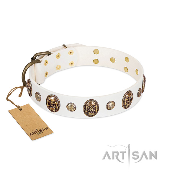 Inimitable leather dog collar for comfy wearing