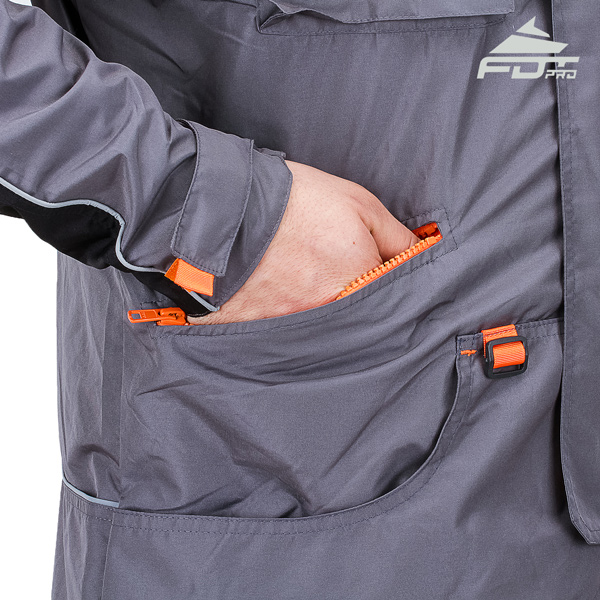 Grey Color Professional Design Dog Trainer Jacket with Handy Side Pockets