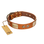 "Perfect Blend" FDT Artisan Tan Leather Labrador Collar 1 1/2 inch (40 mm) wide