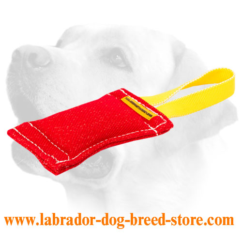 Handled French Linen Labrador Bite Tug For Puppy Training