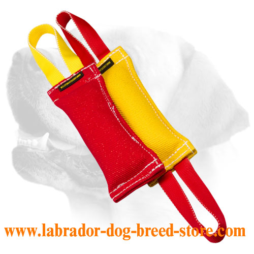 Set Of Two French Linen Labrador Bite Tugs For Bite Skills Improvement