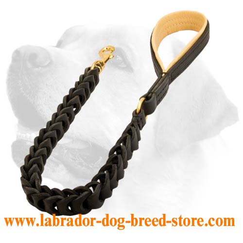 Excellent Plaited Leather Leash With Handle For Labrador