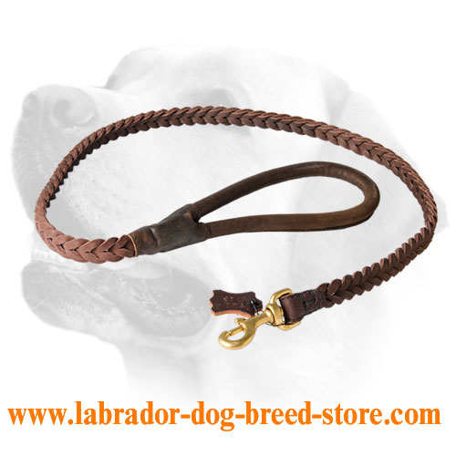 Leather Labrador Leash With Round Shape Handle
