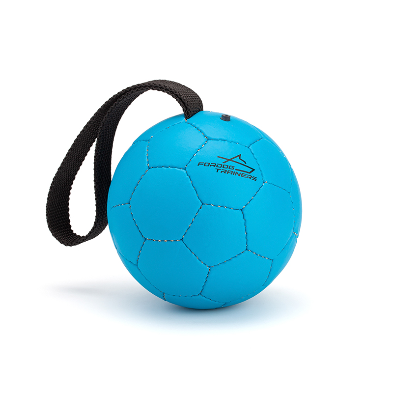 Inflatable Leather Ball Dog Toy With Handle - Blue - 5.5" (14 cm)