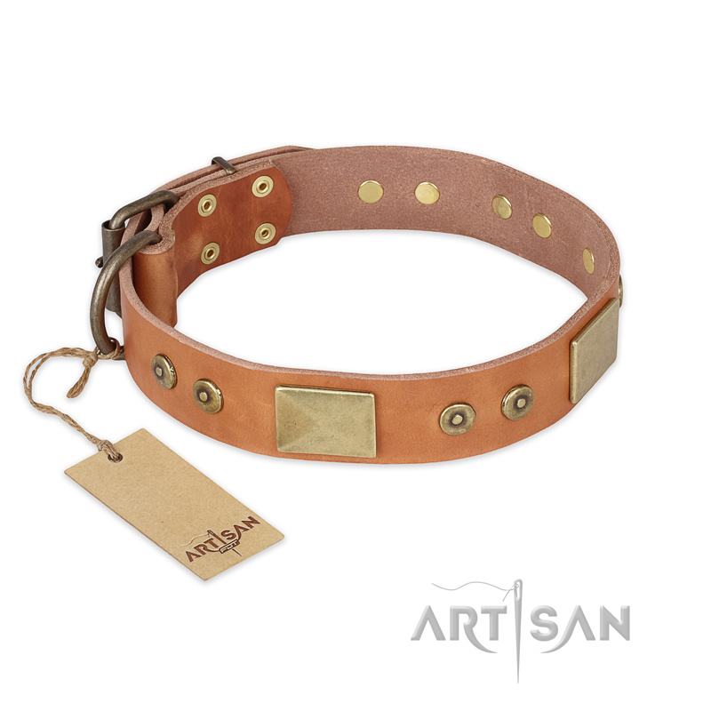"The Middle Ages" FDT Artisan Handcrafted Tan Leather Labrador Collar