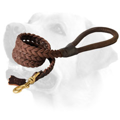 Braided Leather Dog Leash For Labrador 