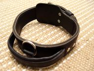 2 ply leather agitation dog collar with handle