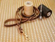 Leather dog leash with extra handle