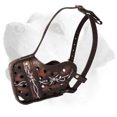 Leather muzzle for attack and agitation training